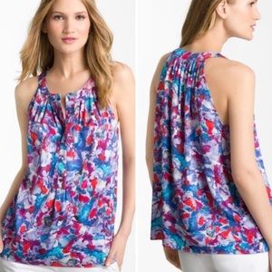 Theory Keres Perplexing watercolor Stretch Silk Top M